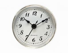 White Arabic Clock Insert Silver Bezel 2-7/8inch